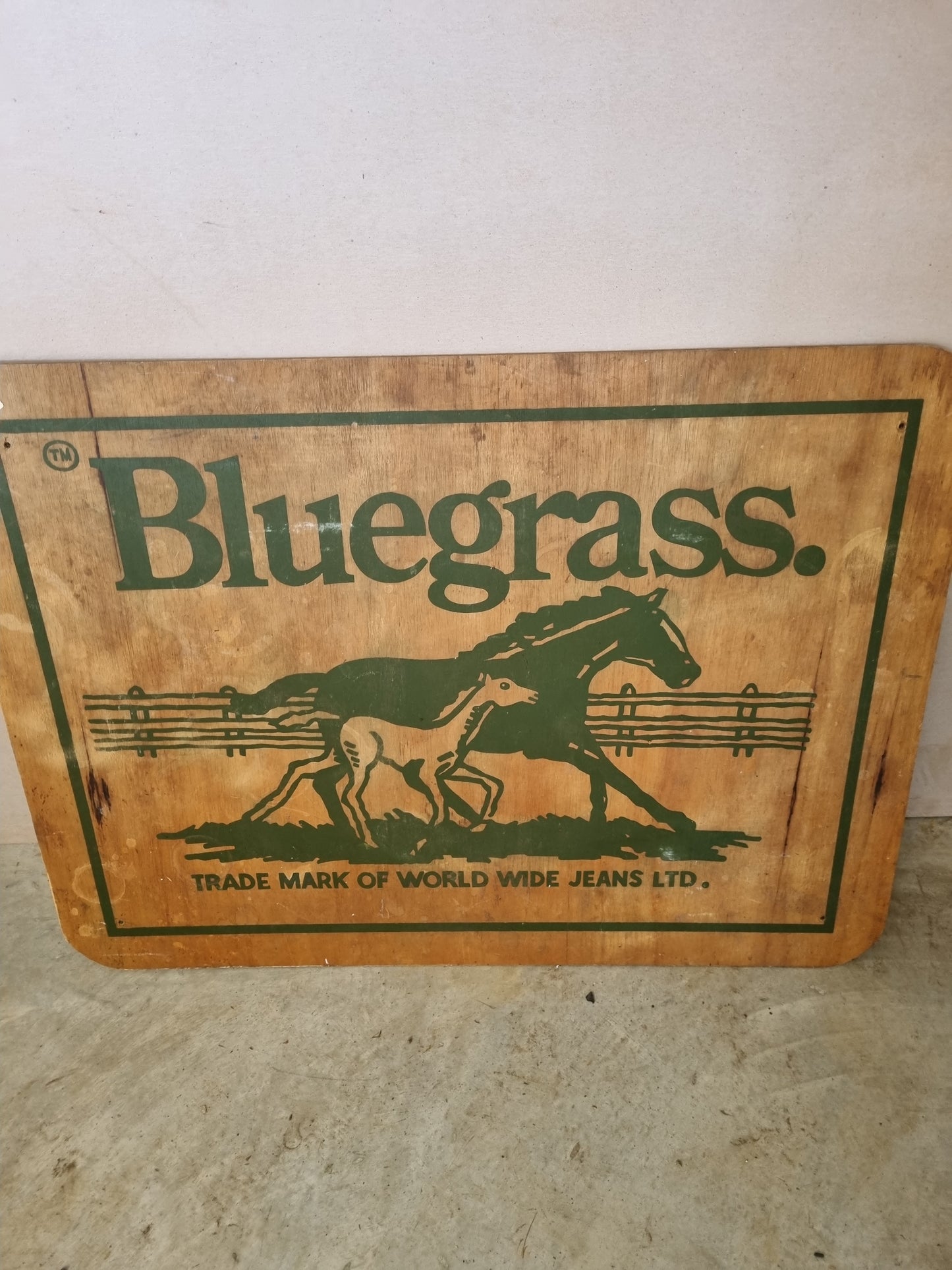 Bluegrass jeans sign timber mancave