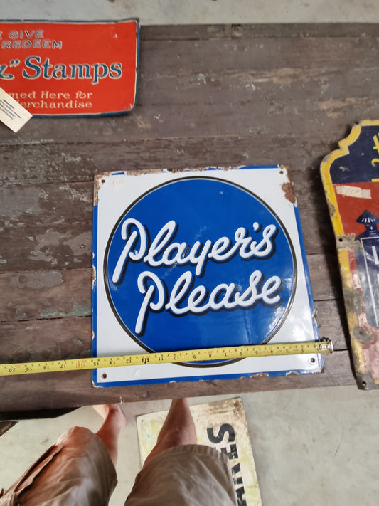 Vintage players please enamel mancave sign