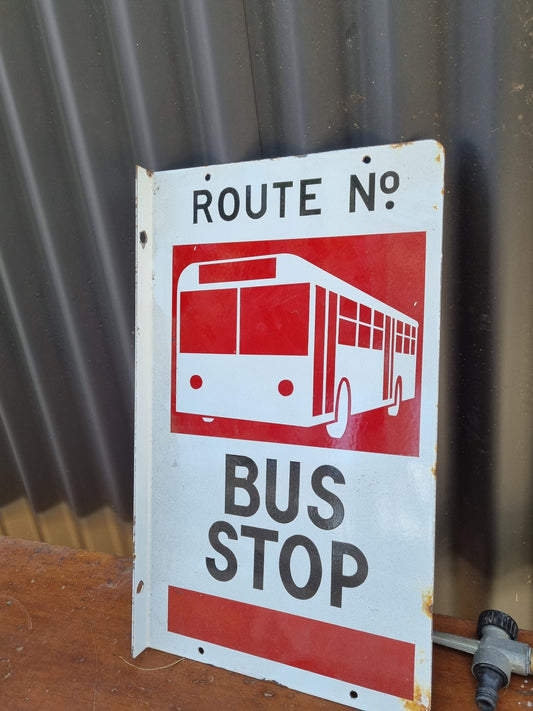 Vintage enamel bus stop sign mancave