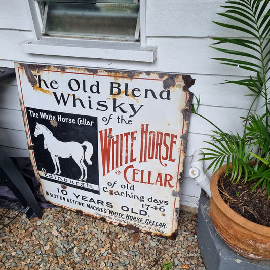 white horse whisky enamel sign