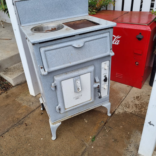 vintage enamel electric stove garden mancave