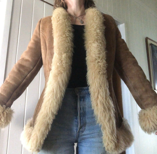 Vintage Sheepskin Penny Lane Afghan Jacket Coat ladies