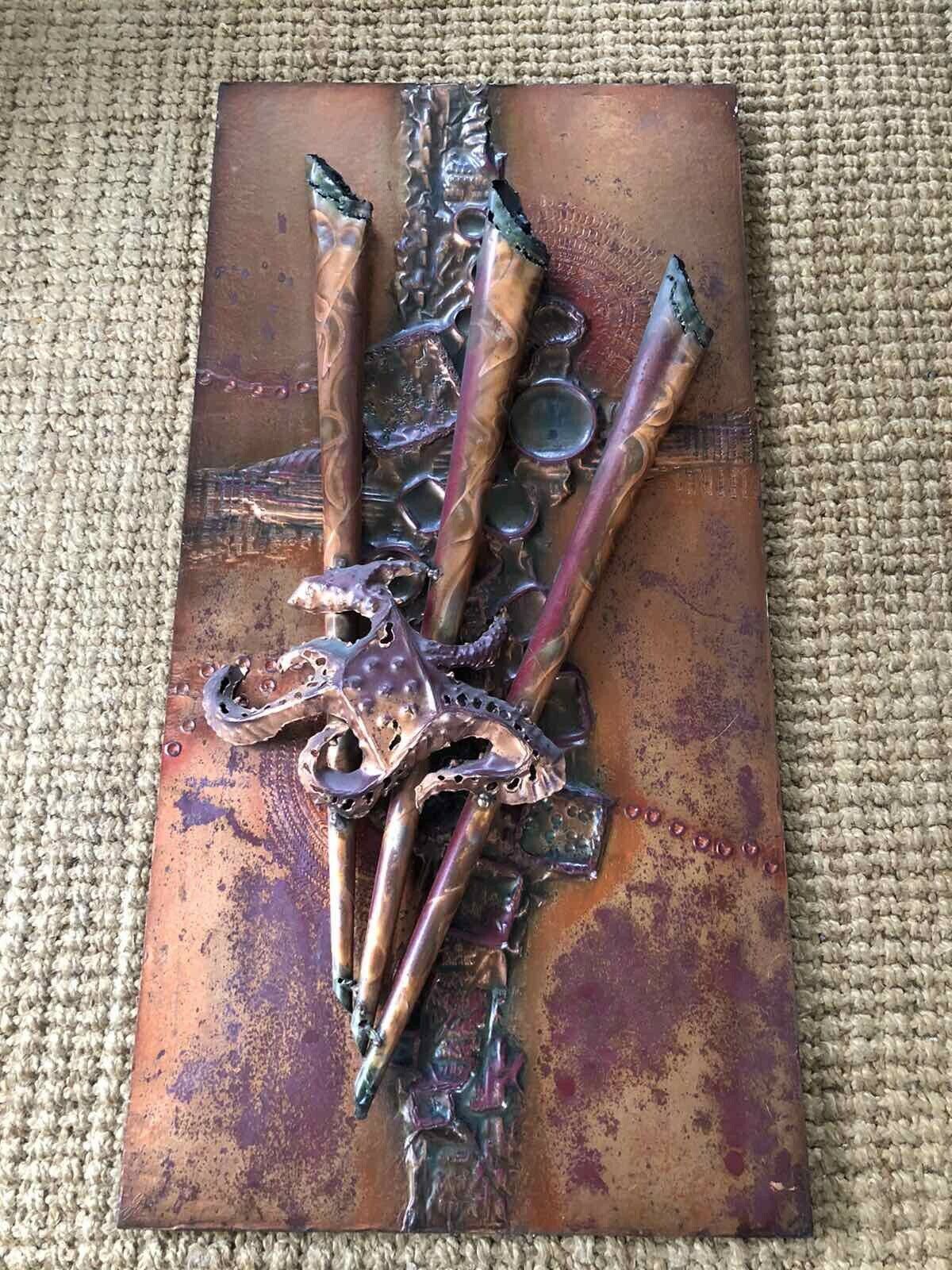Mid Century Copper Art Piece Wall Hanging