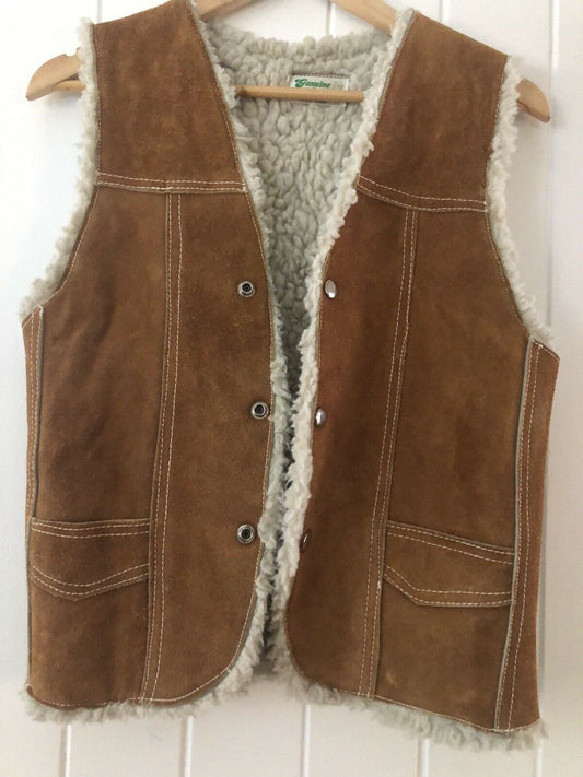 Vintage Mexican Suede Vest Waistcoat Gilet Leather ladies