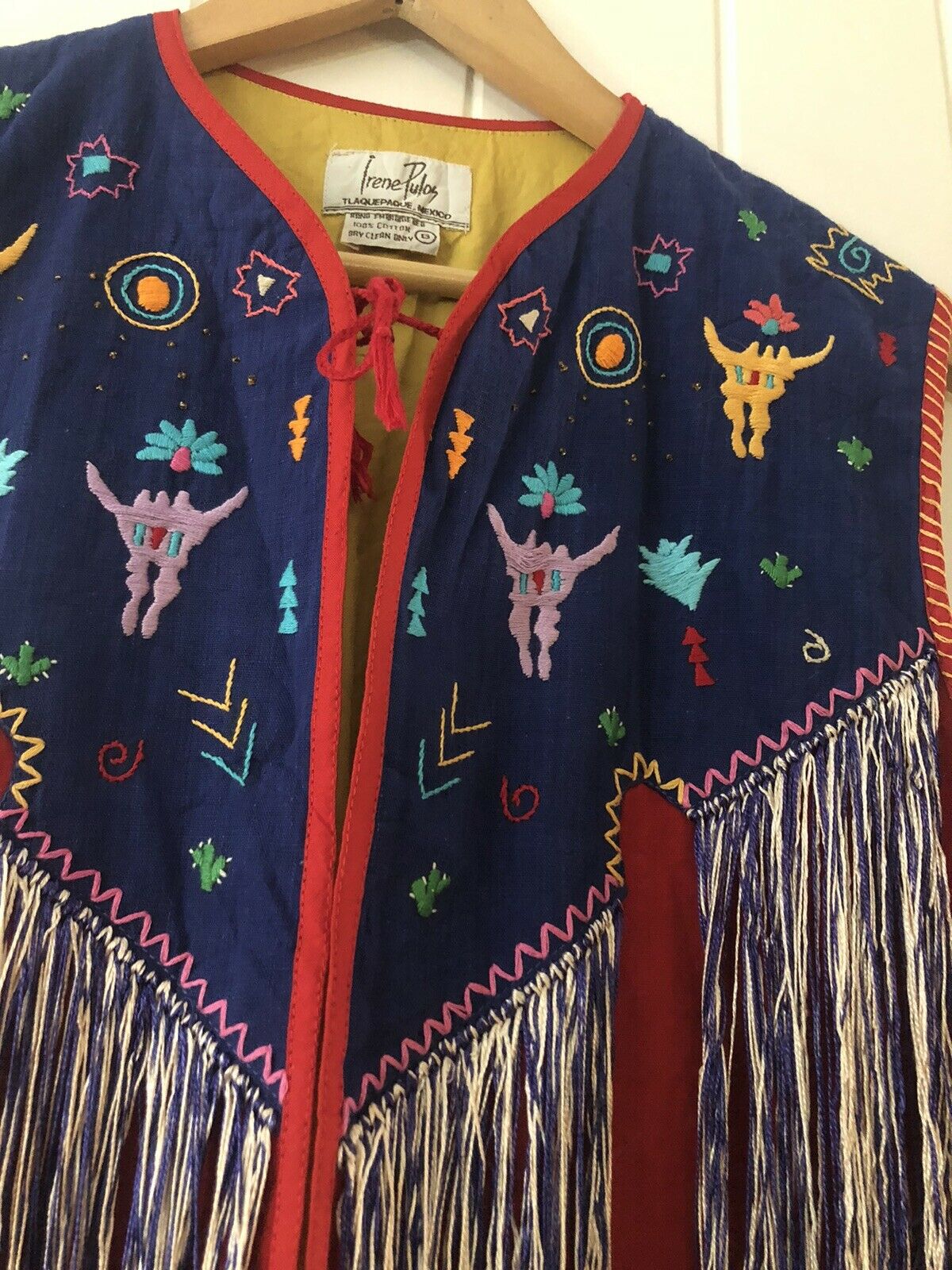 Vintage Mexican Vest Waistcoat Gilet Cowboy Cowgirl Boho Festival