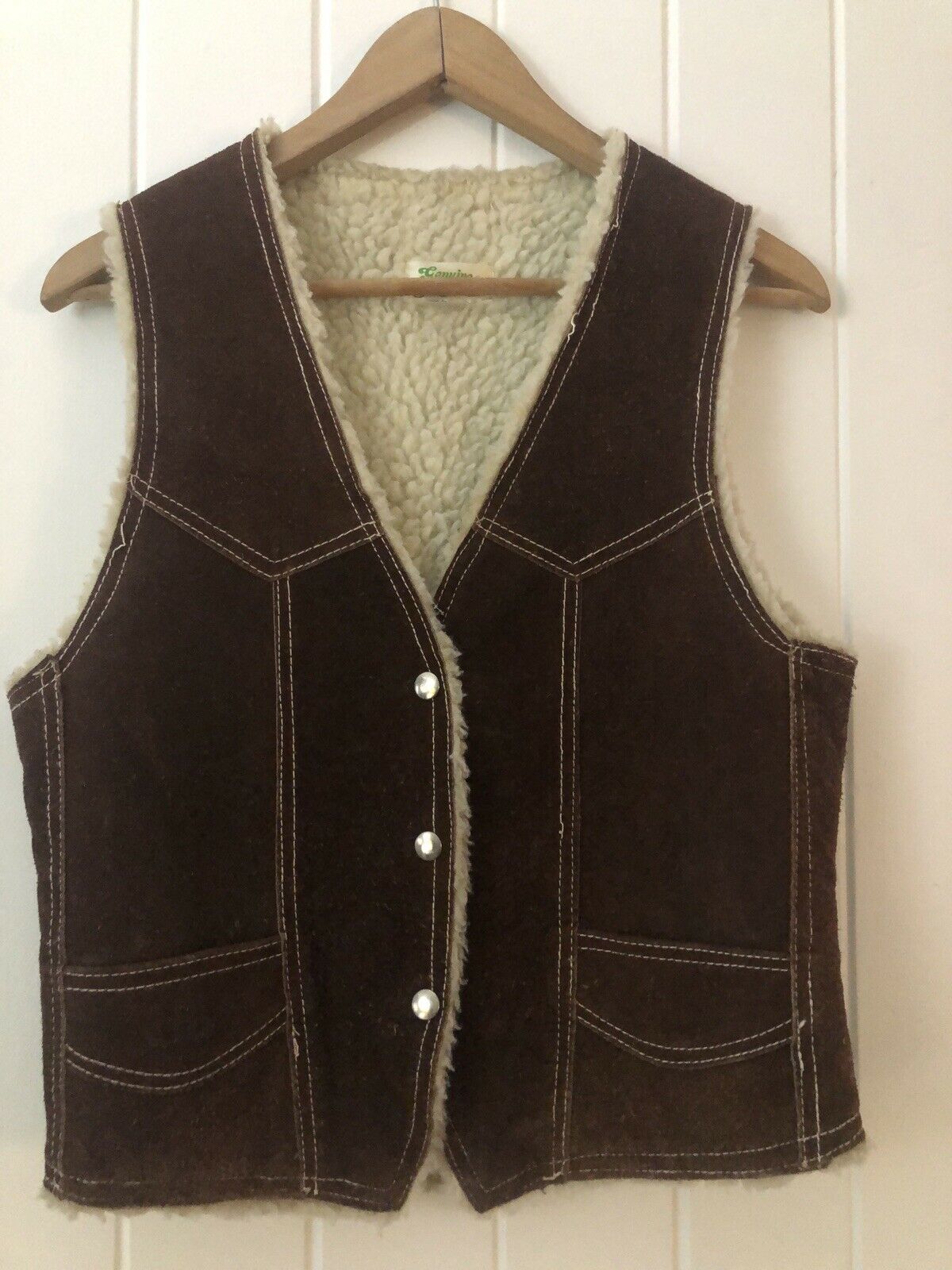 Vintage Mexican Suede Leather Vest Gilet Waistcoat ladies