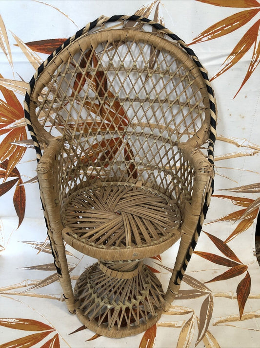 Cane Peacock Plant Holder Stand Vintage