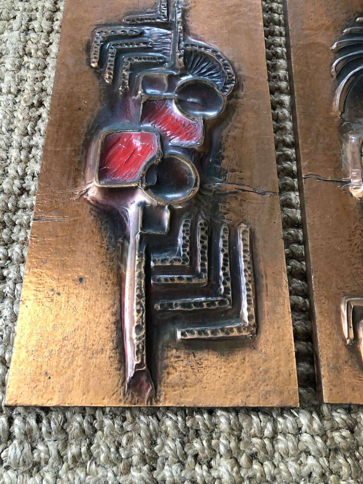 Mid Century Copper Art Wall Plaques