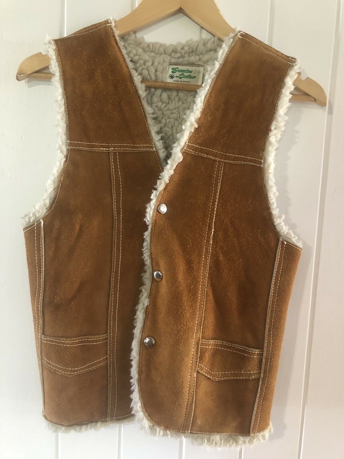 Vintage Mexican Suede Vest Waistcoat Gilet Leather ladies