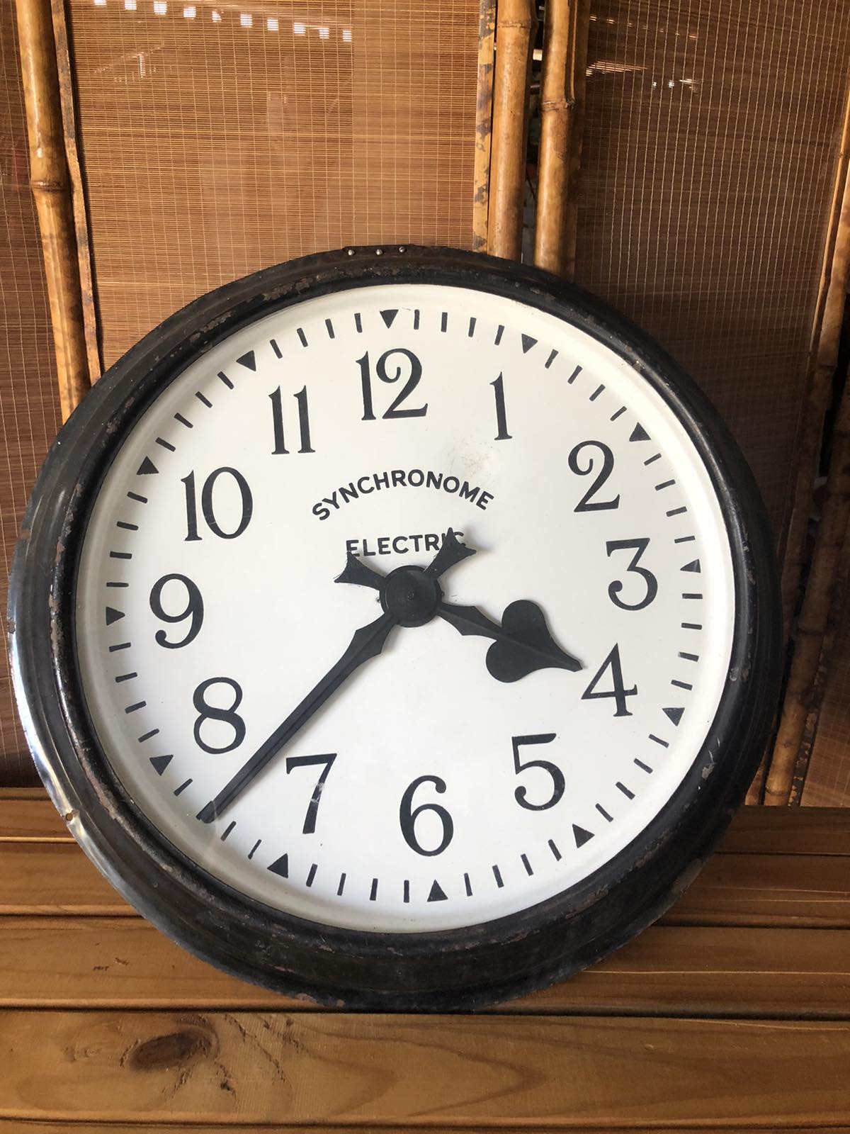 Vintage rail station enamel face clock mancave decor