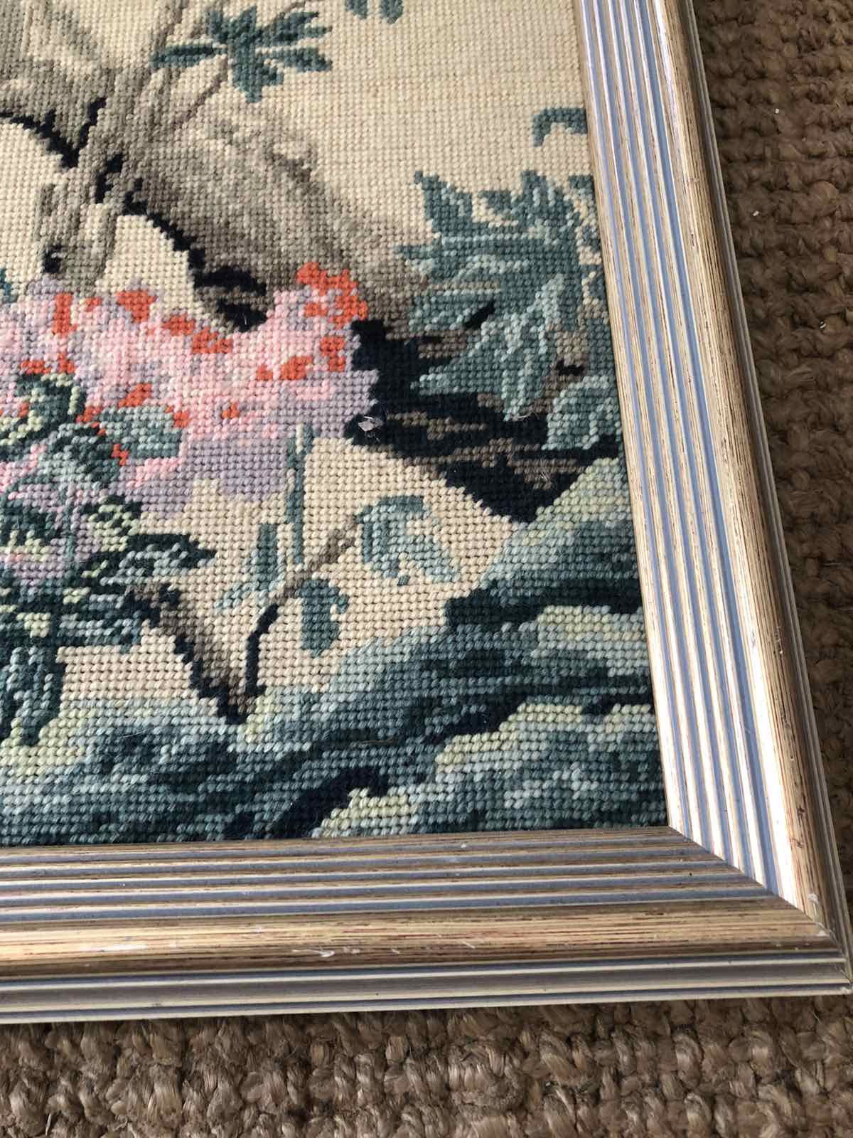 Vintage tapestry peacock