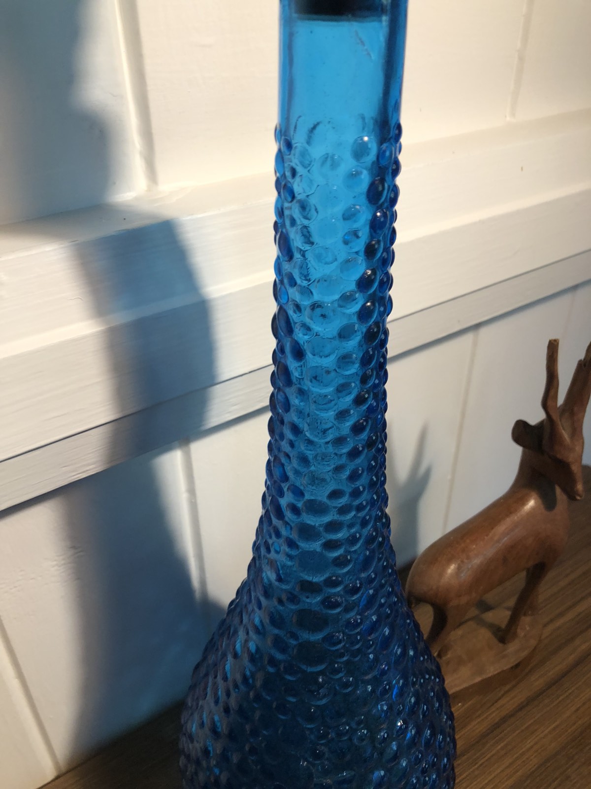 Blue hobnail genie bottle