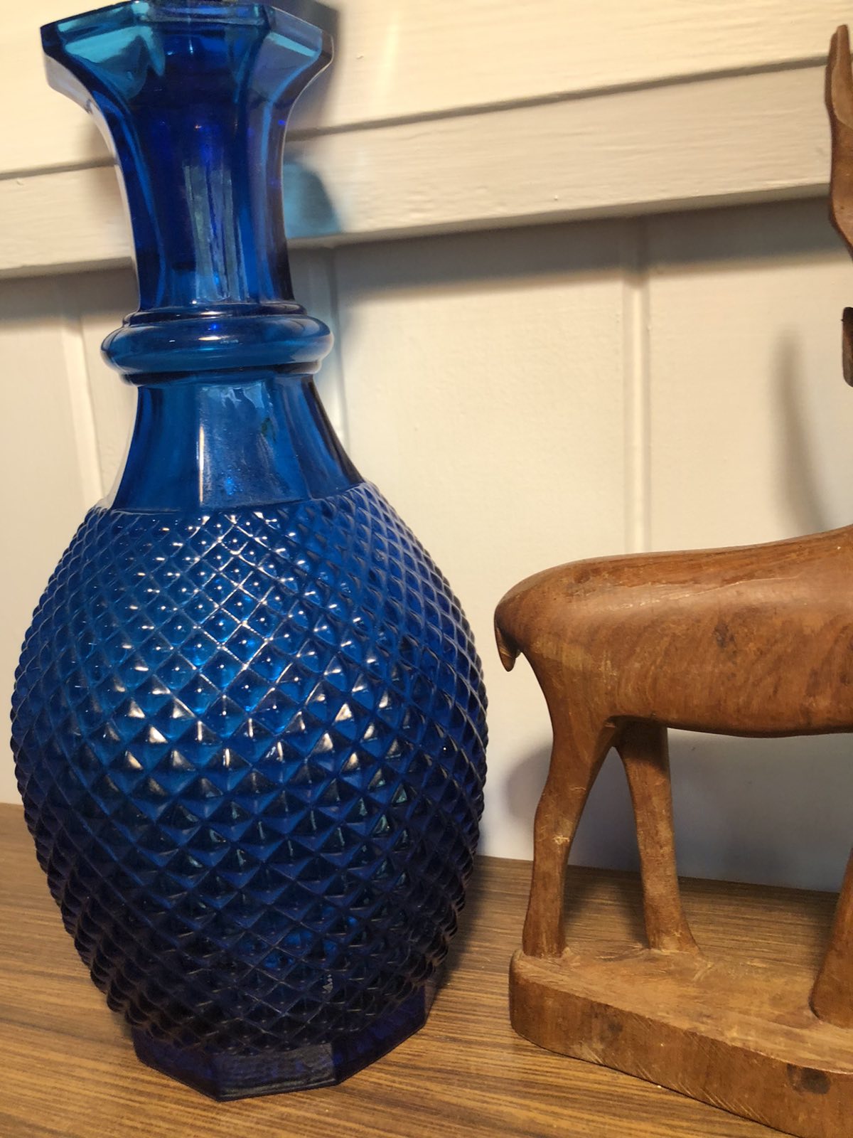 Small cobalt blue genie bottle