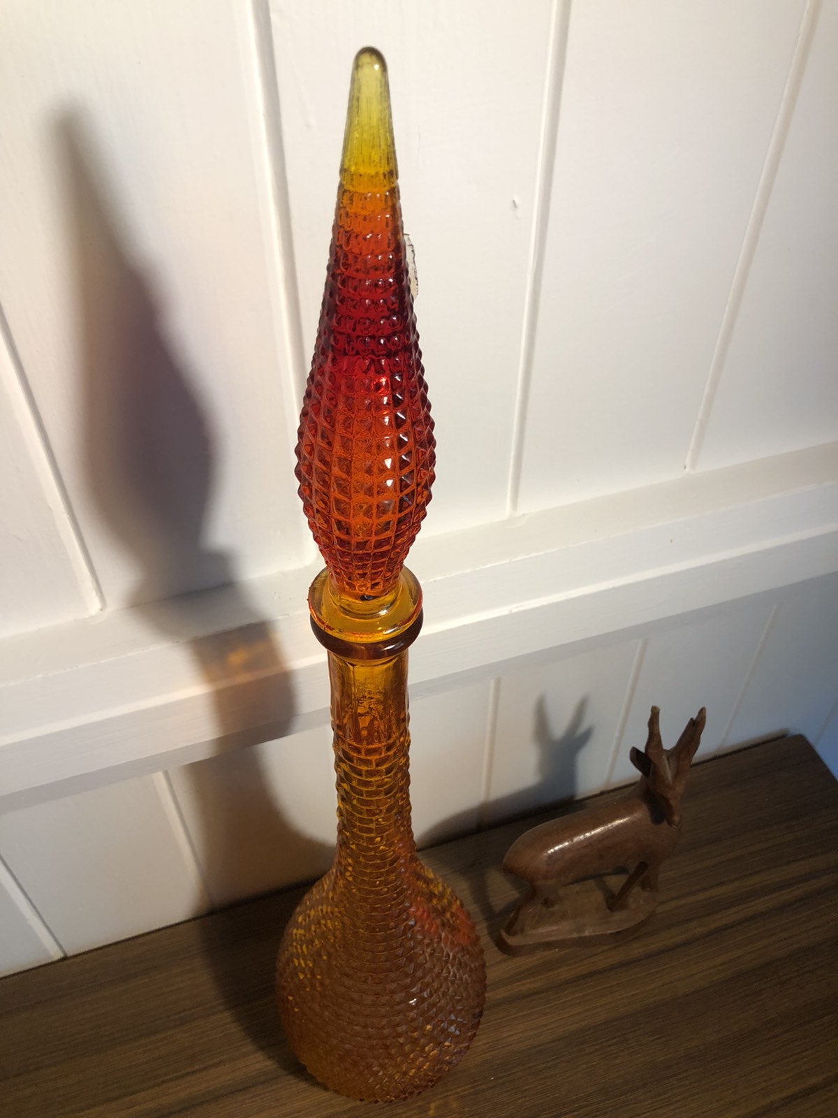 Amberina orange genie bottle – The Vintage Junction