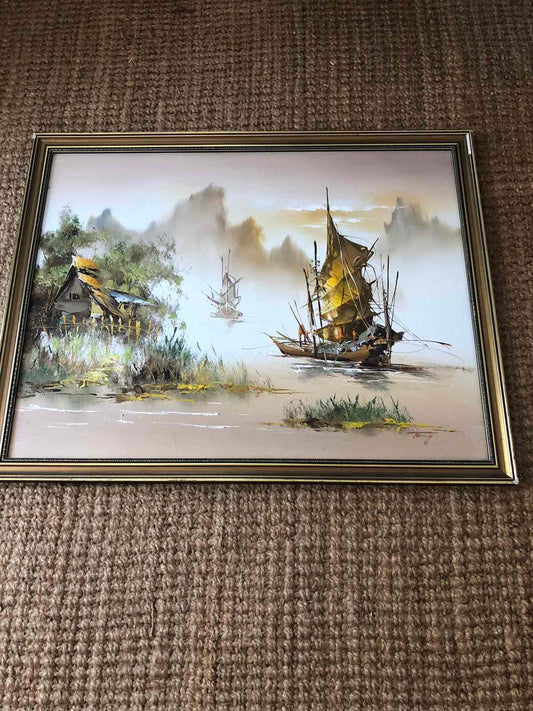 Asian seascape original oil painting