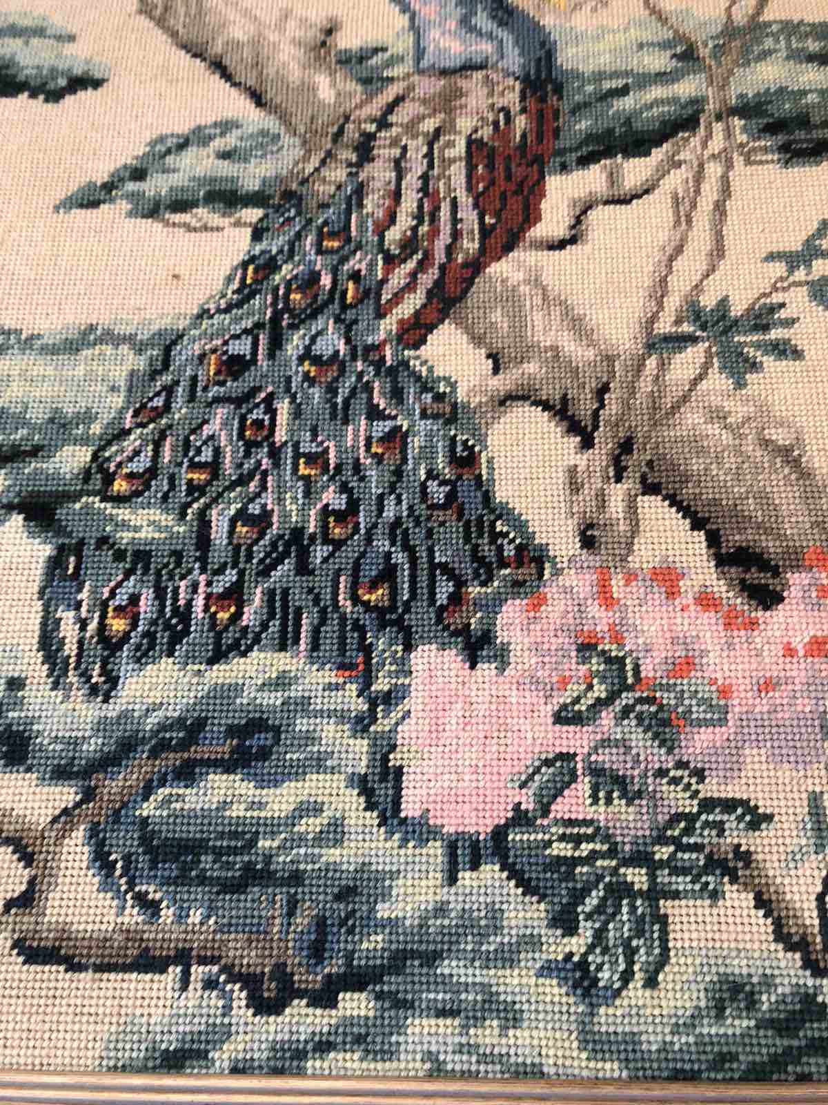 Vintage tapestry peacock