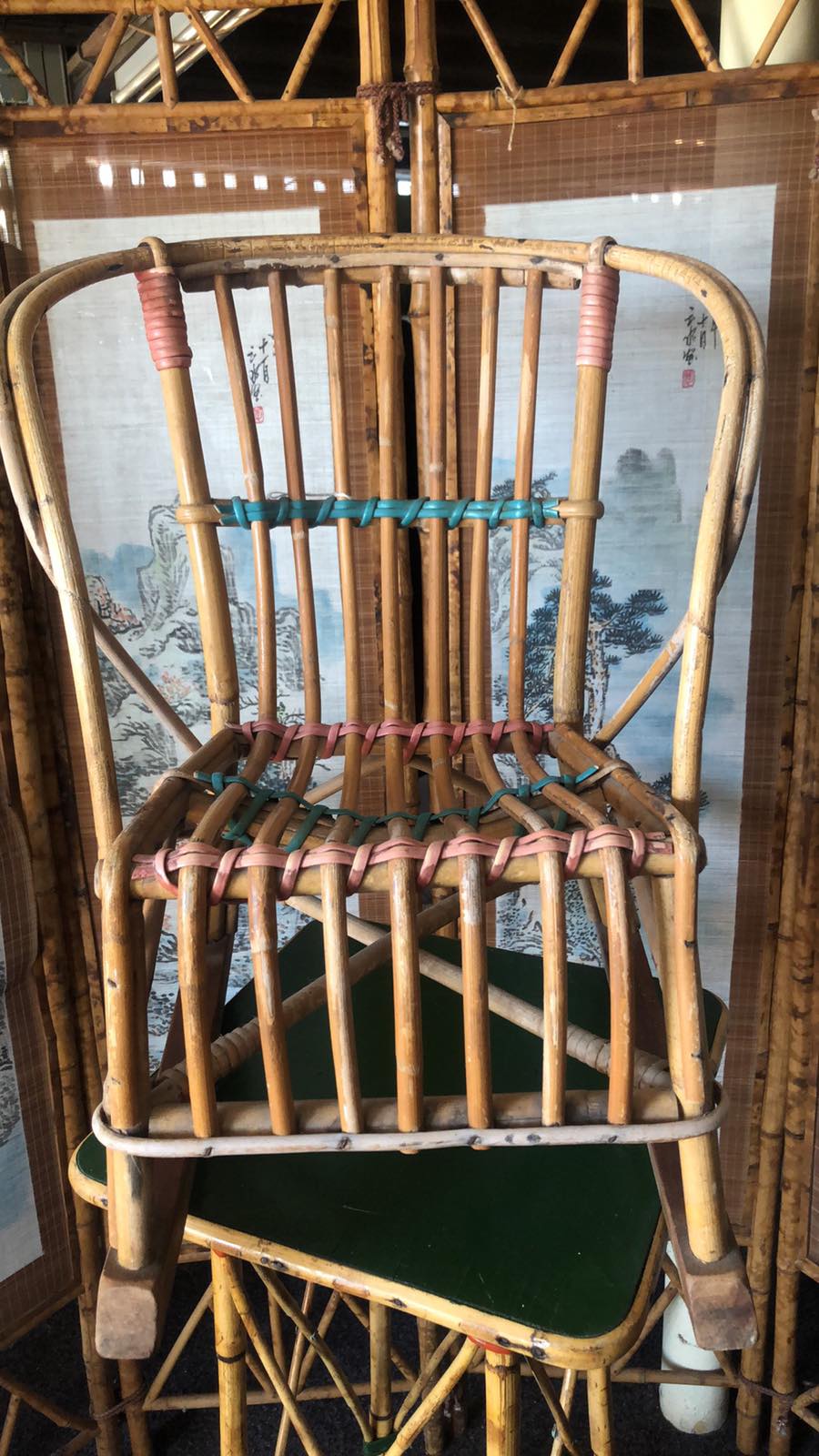 Childs vintage cane rocking chair