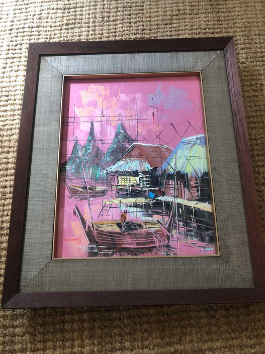 Vintage mid century oil painting