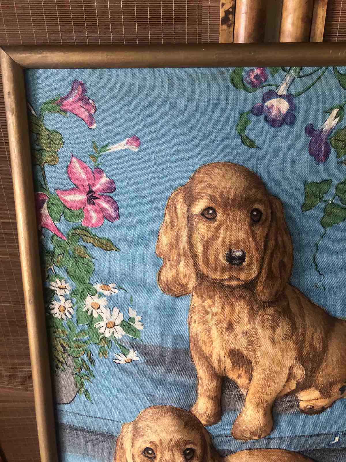 tea towl wall art puppys