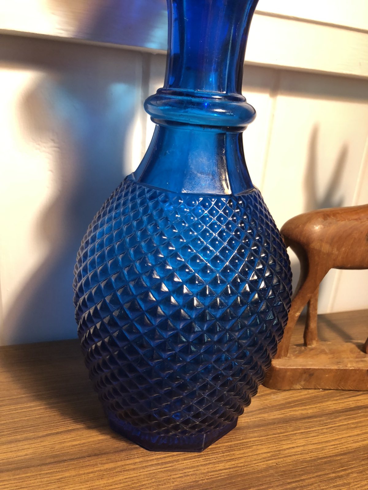 Small cobalt blue genie bottle