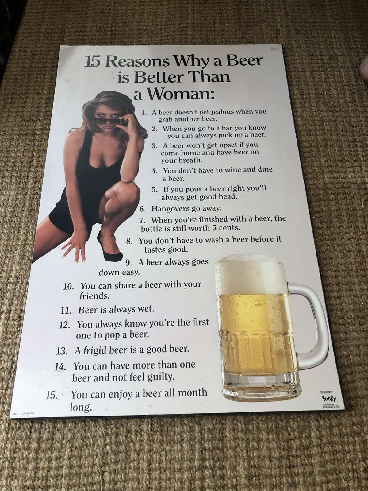Sexist mancave poster on board 80's/90's