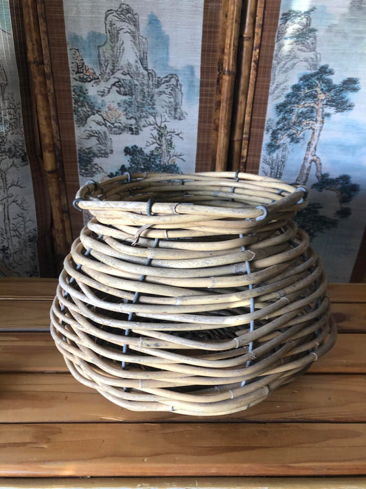 Vintage cane plant basket