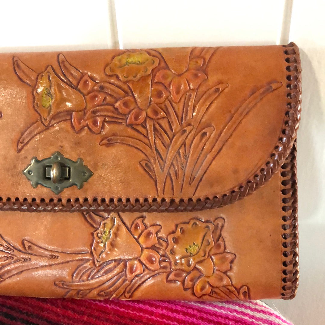 Ladies floral leather clutch
