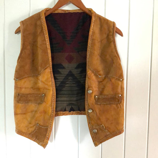 Ladies Navajo leather waistcoat vest 8/10