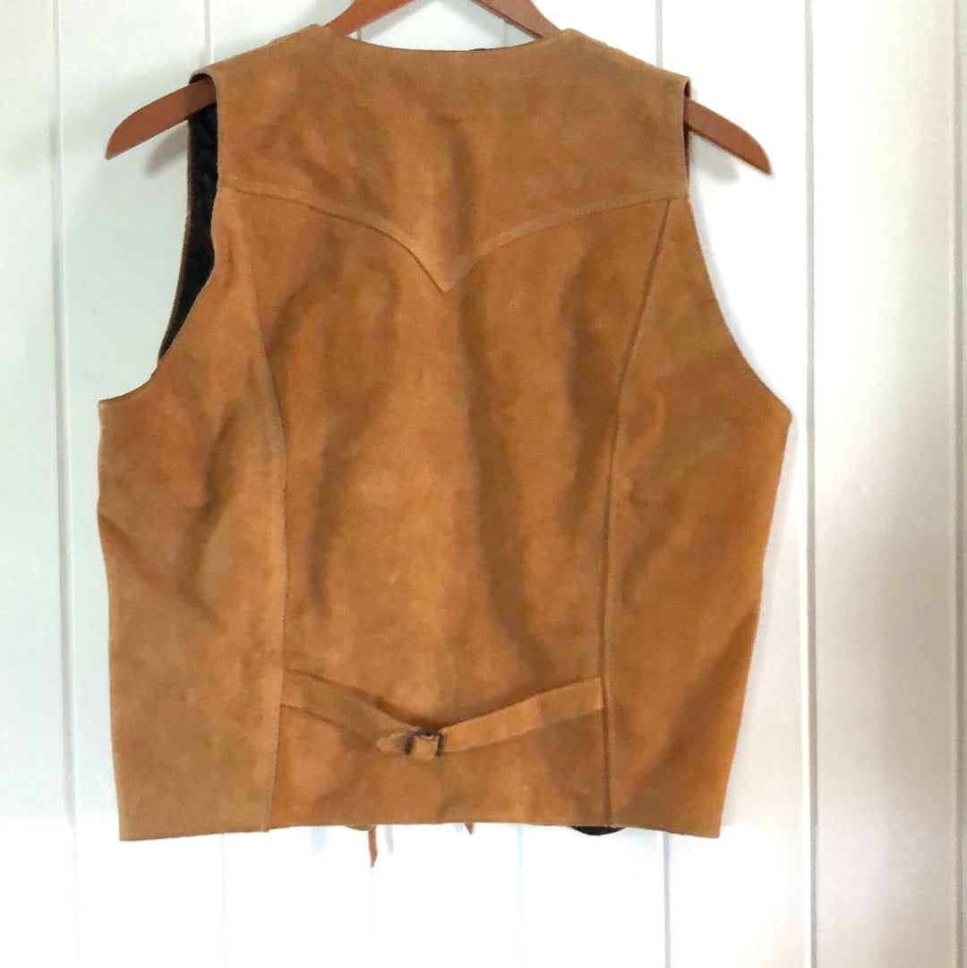 Ladies leather vintage vest waistcoat M